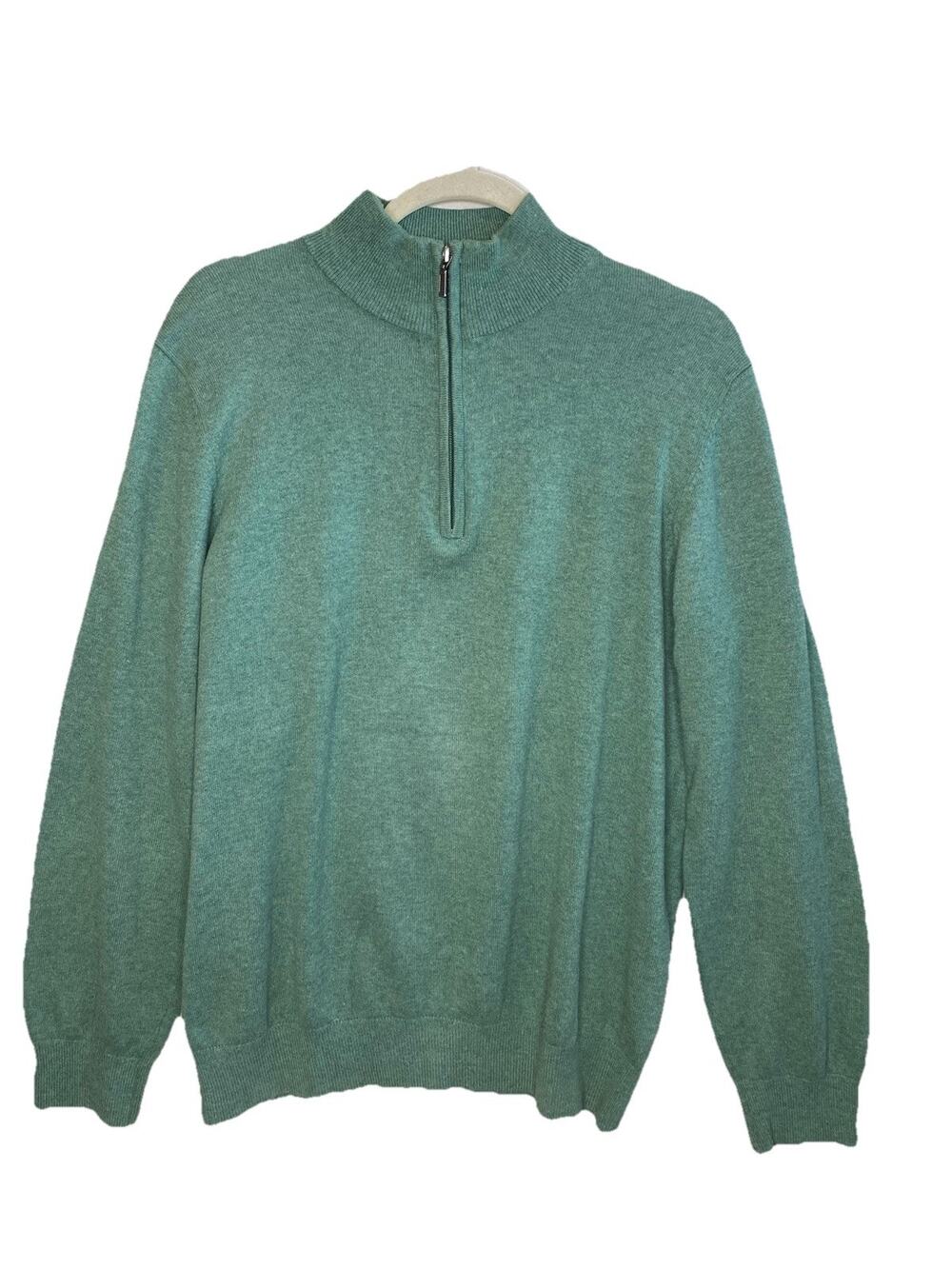 LL Bean Sweater Mens Medium Cotton Cashmere 1/4 Zip Classic Preppy Pullover